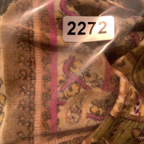 Women Patchwork Print Paisley Top Sz M Y2K Boho Indie Artsy Bling Slinky Stretch - Picture 10 of 10